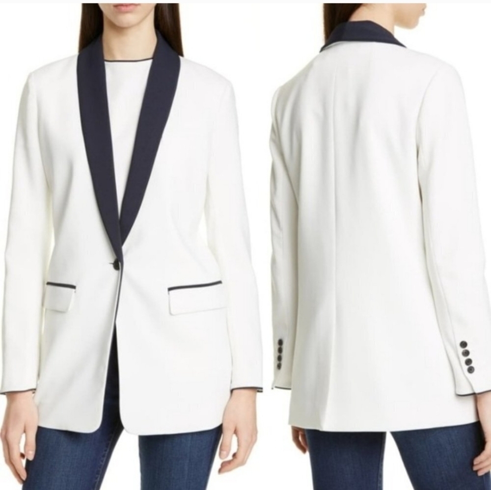 NWT Equipment Quincy Shawl Collar Blazer White Black Sz 8 - Picture 3 of 13